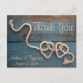 Rustic Heart Rope Wedding Dank u Briefkaart (Voorkant)