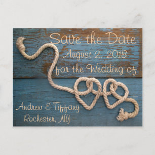 Rustic Heart Rope Wedding Red de datum Aankondigingskaart