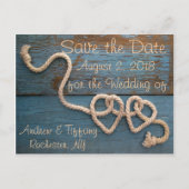Rustic Heart Rope Wedding Red de datum Aankondigingskaart (Voorkant)