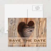 Rustic Heart Save the Date Aankondigingskaart (Voorkant / Achterkant)