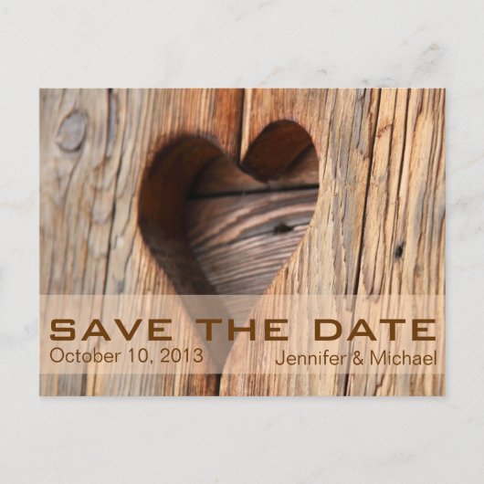 Rustic Heart Save the Date Aankondigingskaart (Voorkant)