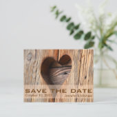 Rustic Heart Save the Date Aankondigingskaart (Staand voorkant)