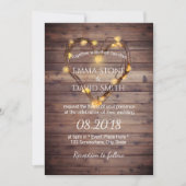Rustic Heart String Lights Country Barn Wedding Kaart (Voorkant)