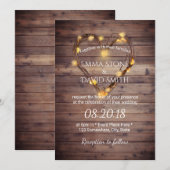 Rustic Heart String Lights Country Barn Wedding Kaart (Voorkant / Achterkant)