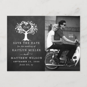 Rustic Heart Tree Weddenfoto slaat de datum op Aankondigingskaart