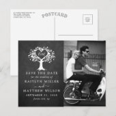 Rustic Heart Tree Weddenfoto slaat de datum op Aankondigingskaart (Voorkant / Achterkant)