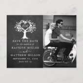 Rustic Heart Tree Weddenfoto slaat de datum op Aankondigingskaart (Voorkant)