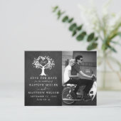 Rustic Heart Tree Weddenfoto slaat de datum op Aankondigingskaart (Staand voorkant)