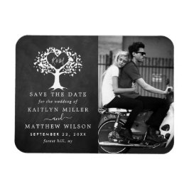 Rustic Heart Tree Weddenfoto slaat de datum op Magneet