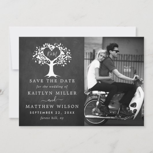 Rustic Heart Tree Weddenfoto slaat de datum op Save The Date (Voorkant)