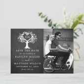 Rustic Heart Tree Weddenfoto slaat de datum op Save The Date (Staand voorkant)