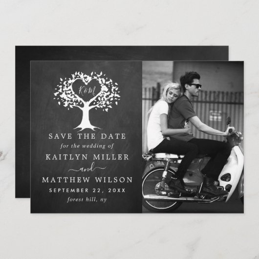 Rustic Heart Tree Weddenfoto slaat de datum op Save The Date (Voorkant / Achterkant)