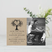 Rustic Heart Tree Weddenfoto slaat de datum op Save The Date (Staand voorkant)