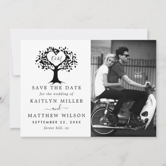 Rustic Heart Tree Weddenfoto slaat de datum op Save The Date (Voorkant)
