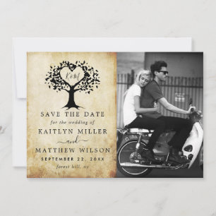 Rustic Heart Tree Weddenfoto slaat de datum op Save The Date