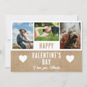 Rustic Heart Valentijnsdag Boyvriend 3 Foto Feestdagenkaart (Voorkant)