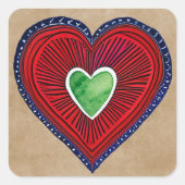 Rustic Heart Valentijnsdag Vierkante Sticker (Voorkant)