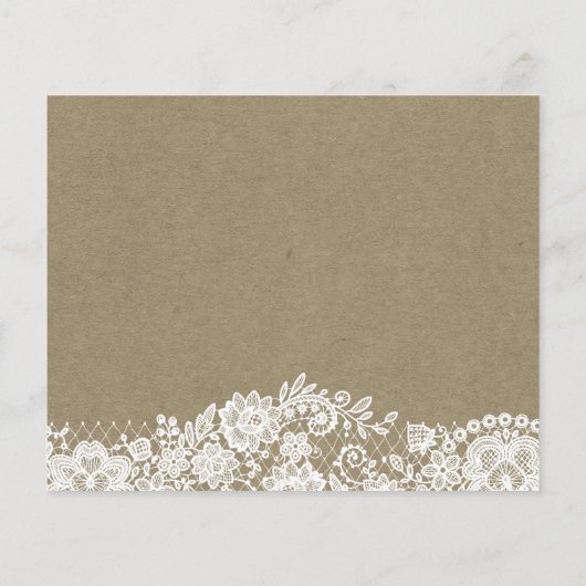 Rustic Heart White Lace Kraft Photo Save the Date (Achterkant)