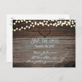 Rustic Heart Wood Wedding Briefkaart Bewaar de dat (Voorkant / Achterkant)