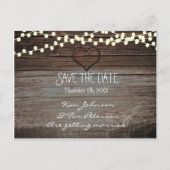 Rustic Heart Wood Wedding Briefkaart Bewaar de dat (Voorkant)