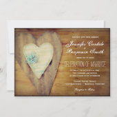 Rustic Hearts Barn Wood Country Wedding Invites Kaart (Voorkant)