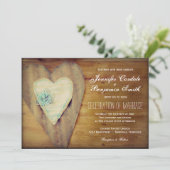 Rustic Hearts Barn Wood Country Wedding Invites Kaart (Staand voorkant)
