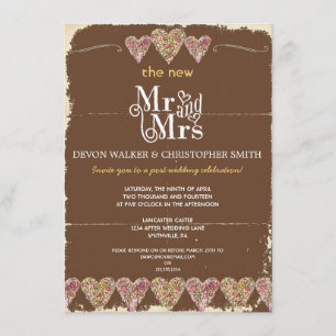 Rustic Hearts Chalkboard Post Wedding Uitnodiging