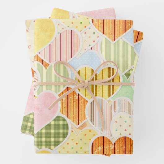 Rustic Hearts Inpakpapier Plat Vel Set van 3 (In situ)