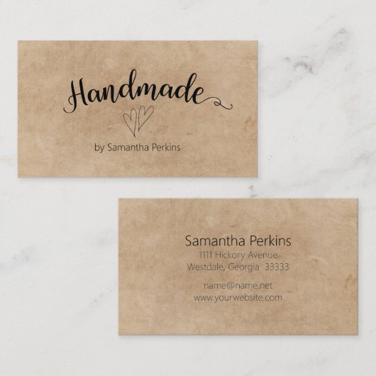 Rustic Hearts Kalligrafie Rustic Handmade Visitekaartje (Voorkant / Achterkant)
