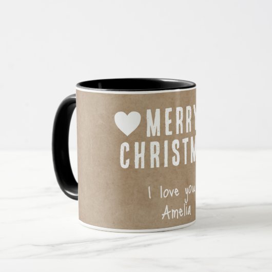 Rustic Hearts Merry Christmas Boyfriend Vriendin Mok (Voorkant links)