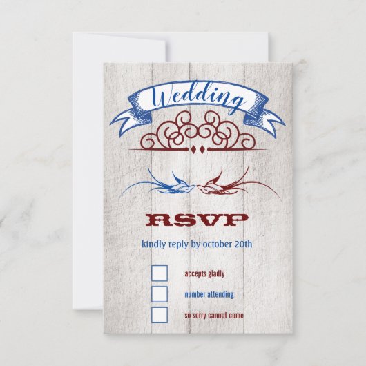 Rustic Hearts Mint Coral RSVP Kaartje (Voorkant)