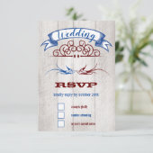 Rustic Hearts Mint Coral RSVP Kaartje (Staand voorkant)