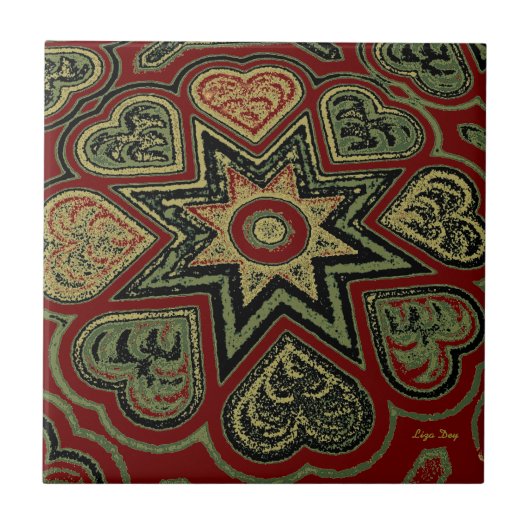 "Rustic Hearts" Trivet/Tegel Tegeltje (Voorkant)