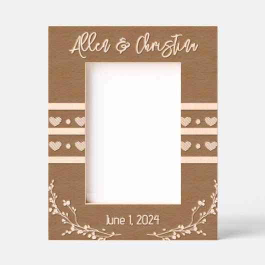 Rustic Hearts Wedding Gegraveerde Lijstjes (Voorkant)