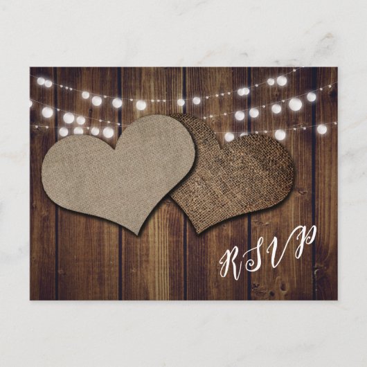 Rustic Hearts Wedding RSVP Briefkaart Meal Choice (Voorkant)