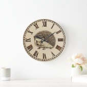Rustic Hedgehog Wall Clock – Woodland Wooden Style Grote Klok (Huis)