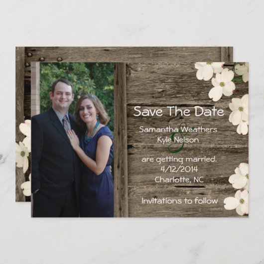 Rustic hek foto save the date aankondiging (Voorkant / Achterkant)