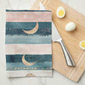 Rustic Hemel Streep Maan Zon Aards (10) Theedoek (Quarter Fold)