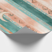 Rustic Hemels Streepjes Motief Maan Zon Aards (8) Cadeaupapier (Hoek)
