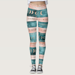 Rustic Hemels Streepjes Motief Maan Zon Aards Leggings