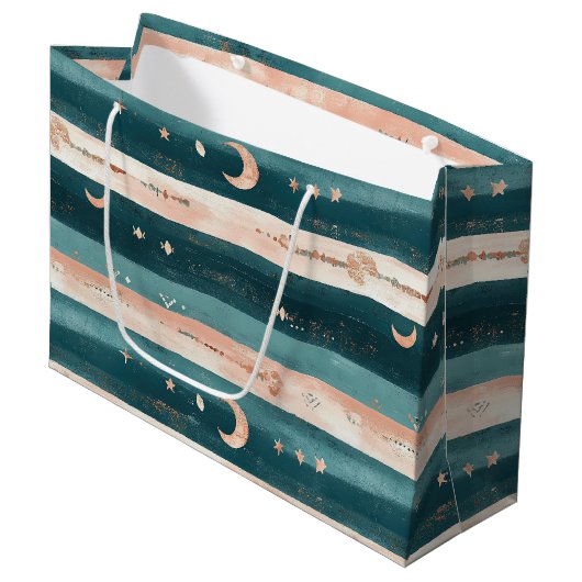 Rustic Hemels Streeppatroon Maan Zon Aards (5) Groot Cadeauzakje (Voorkant Gekanteld)