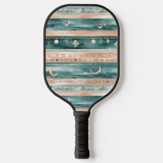 Rustic Hemels Streeppatroon Maan Zon Aards (9) Pickleball Paddle (Voorkant)