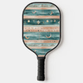 Rustic Hemels Streeppatroon Maan Zon Aards (9) Pickleball Paddle (Achterkant)