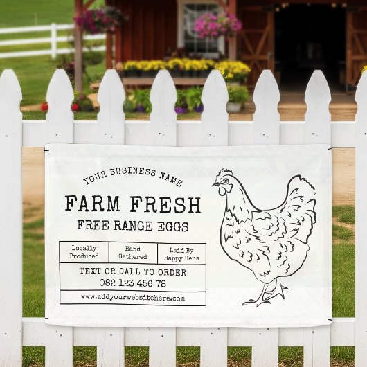 Rustic Hen Boerderij Fresh Eggs Marketing Spandoek