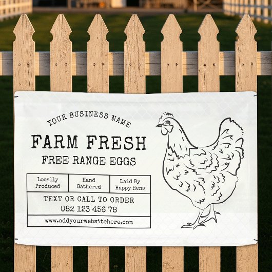 Rustic Hen Boerderij Fresh Eggs Marketing Spandoek