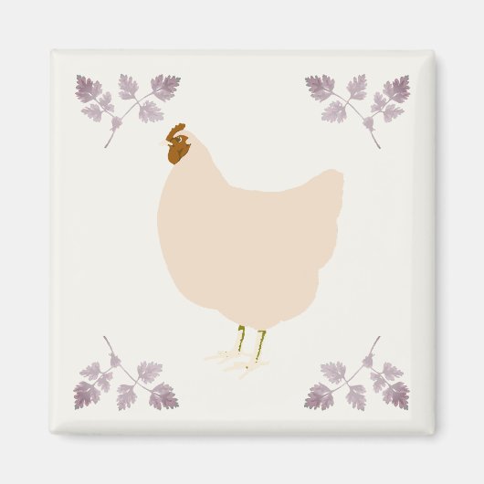 Rustic Hen Chicken and Chervil Herbs Magnet (Voorkant)