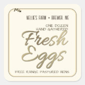Rustic Hen Gold Text Fresh Egg Sticker voor dozen (Voorkant)