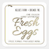 Rustic Hen Gold Text Fresh Egg Sticker voor dozen (Voorkant)