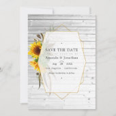 Rustic Herbarium - zonnebloemen Bohemian Wedding Save The Date (Voorkant)