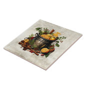 Rustic Herbs & Spices Punch Bowl Pine Tegeltje (Zijkant)
